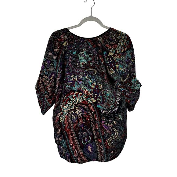 Yumi Kim Joey Purple Floral 100% Silk Blouse Boho Lightweight Flowy Womens Small - Picture 6 of 6